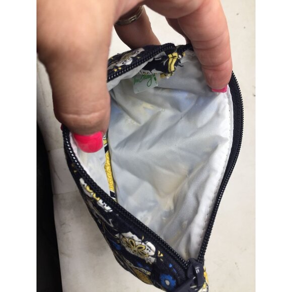 Small Vera Bradley Floral Yellow and Blue Coin Purse/pouch - Picture 4 of 5